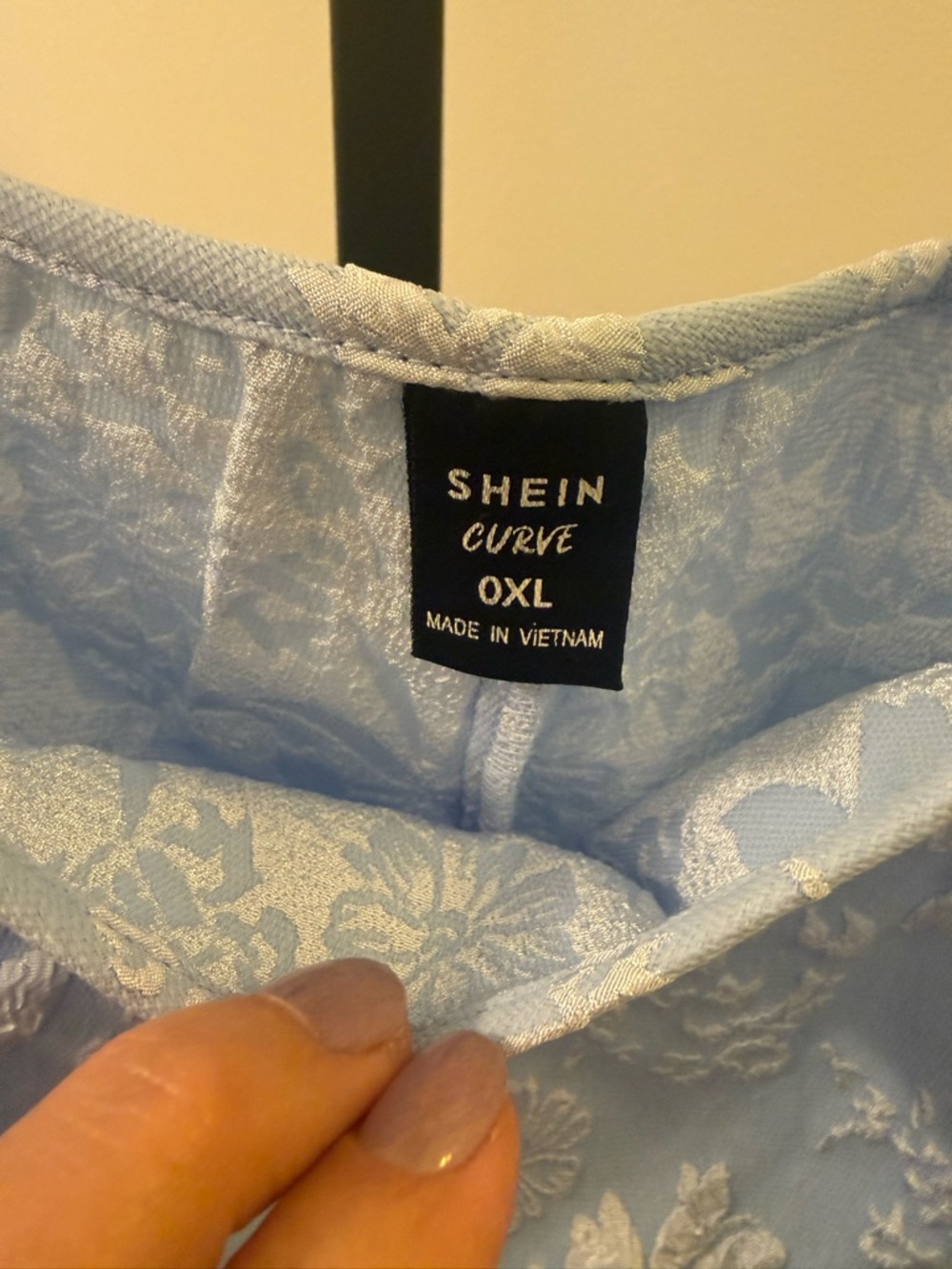 SHEIN Light Blue Floral Embroidered Square-Neck Midi Dress - Picture 4 of 7